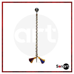 Bastón de mando de 120 cm acabado plateado con encordado