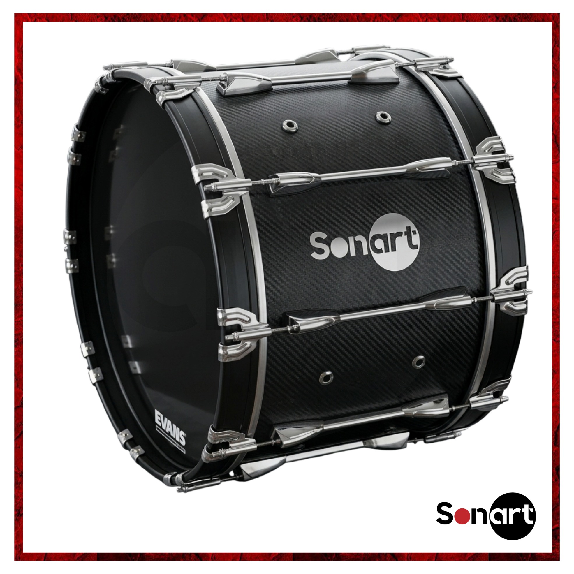 Bombo Marching Sonart BBPS-20FC 20x14 con acabado en fibra de carbono