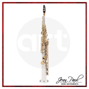 Saxofón Soprano Profesional Jean Paul SS-860SL con cuerpo plateado y teclas doradas